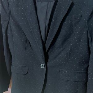 The Limited navy blue blazer w polkadots